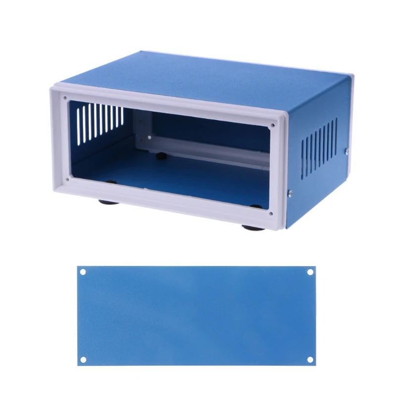 Синий металлический корпус проект Чехол DIY Распределительная коробка 6," x 5,1" x 3,"# Aug.26