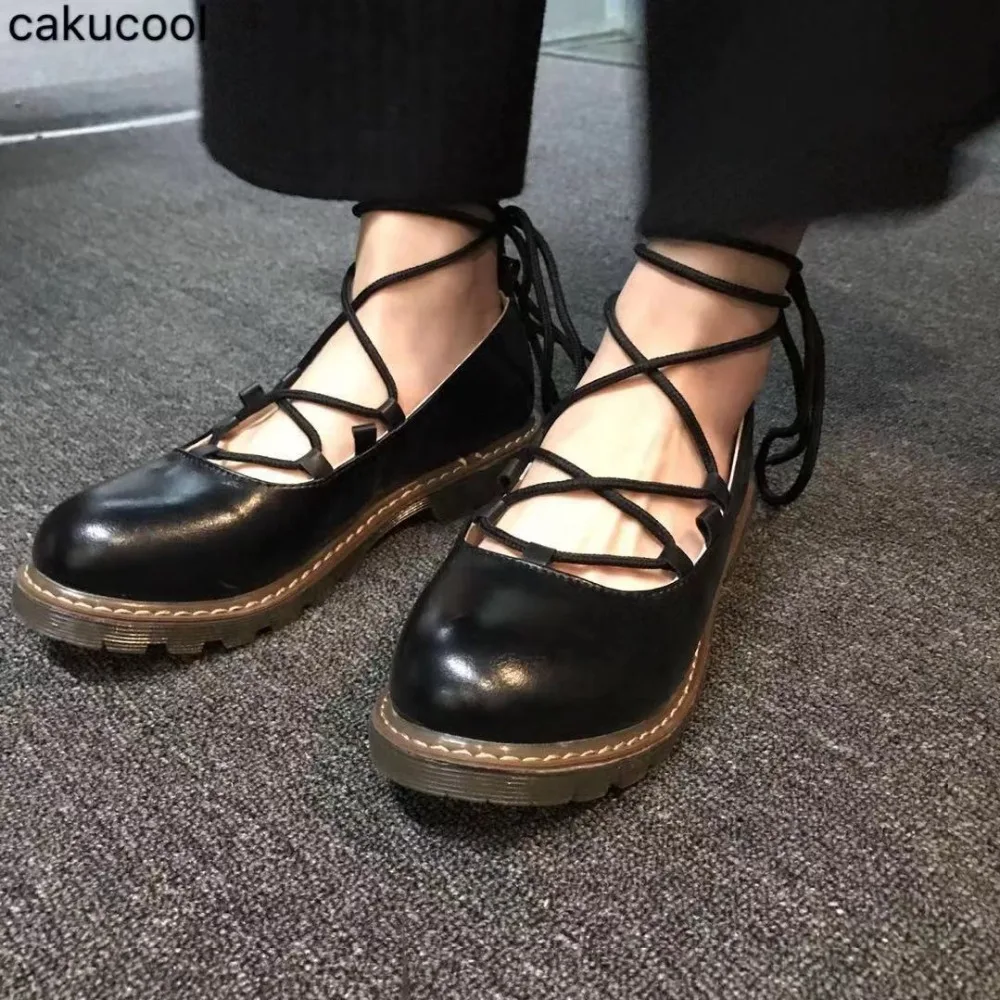 

Cakucool 2019 spring and autumn new college wind ballet flat fashion unique dark girl heart wild small straps women's shoes