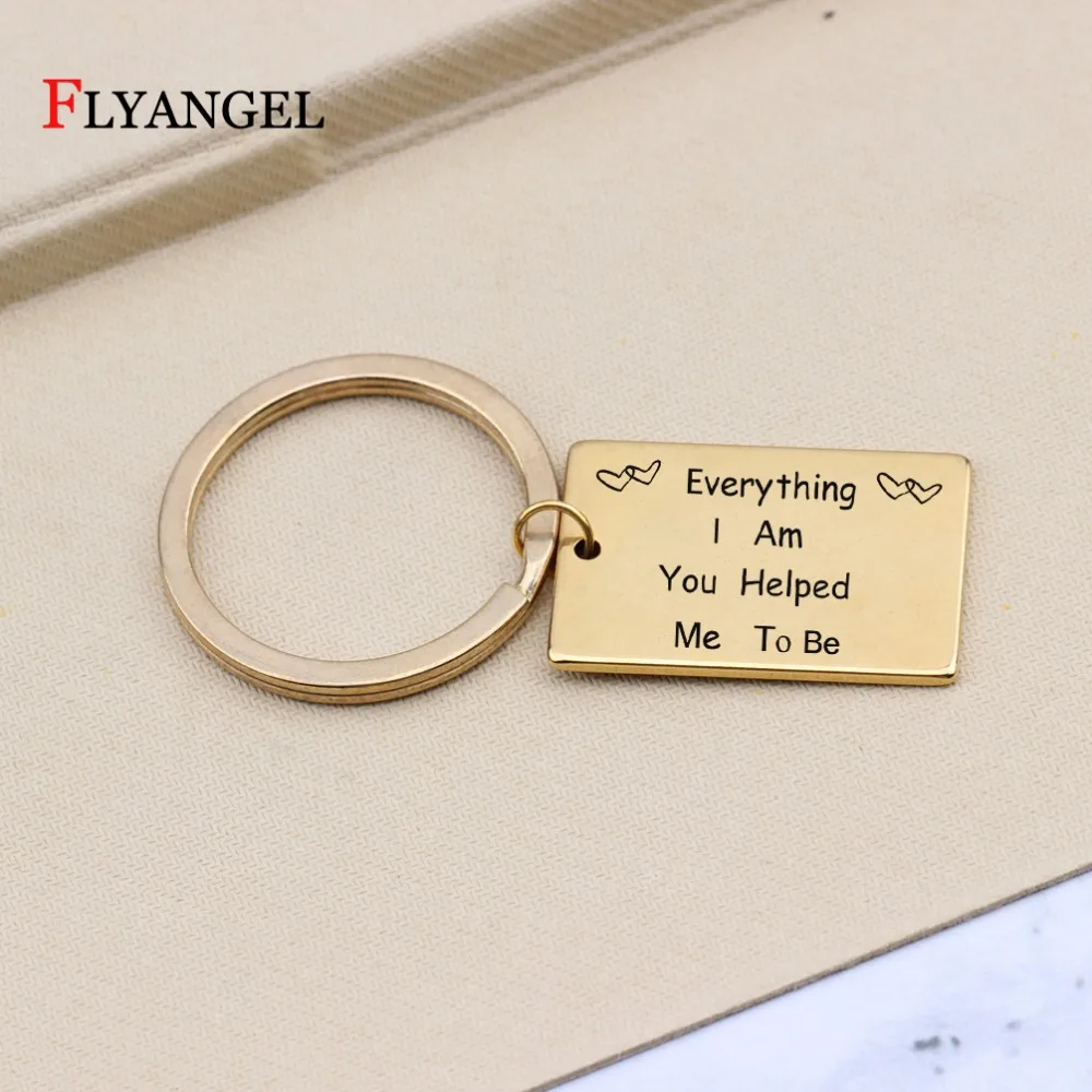 

Engraved Everything I am you helped me to be Heart Letter Keychain for Thank Teachers Parents Friends Couples Gifts Keyring