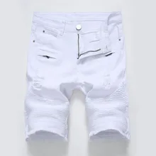 Новые мужские шорты, рваные короткие джинсы, Прямые хлопковые модные шорты для улицы, мужские джинсовые шорты размера плюс 28-42