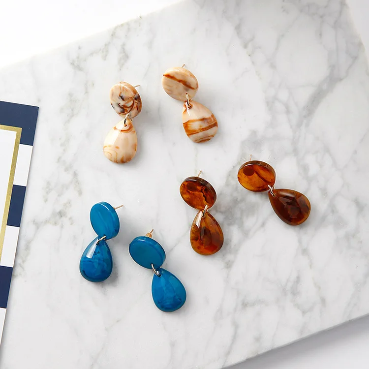 

High Quqlity Water Drop Earrings For Women Gift Bohemian Statement Top Resin Earrings ZA Jewelry Wholesale 2018 New Arrival