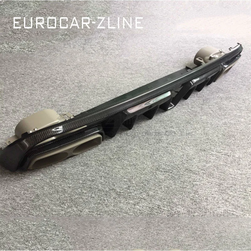 H год B Стиль углеродного волокна C-CLASS W205 C63 C63S задний диффузор с выхлопными наконечниками W205 задний диффузор