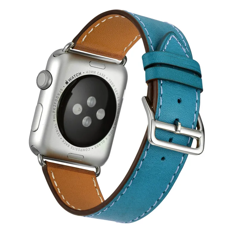 Контрастный цвет спортивный кожаный ремешок 40 44 мм для Hermes Apple Watch 3 ремешок 38 мм 42 мм дышащий браслет ремешок для iWatch 4 3 2 1