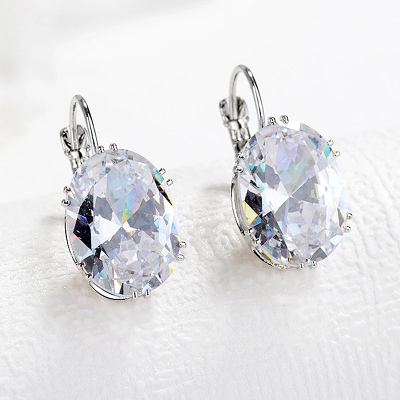 

New Multi-Color Inlay Earrings Simple Silver Color Ear Jewelry Fashion Earring