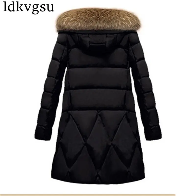 Хлопковое Женское пальто с подкладкой, женская зимняя куртка, большие размеры 5XL, длинная парка с меховым воротником и капюшоном, женская тонкая черная верхняя одежда