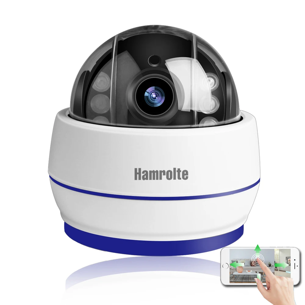 Hamrolte Wifi камера, скоростная купольная камера 1080P 960P 5X Zoom, автоматическая фокусировка, крытая PTZ ip-камера, слот для sd-карты, Аудио запись, Onvif CamHi