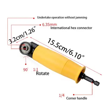 

90 Degree Right Angle Drill Chuck Universal Bit Driver Corner Electric Power Cordless Adapter Screwdriver