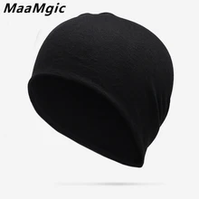 Повседневные шапки-унисекс, вязаные мужские зимние шапки, шапки Skullies Bonnet, Зимние головные уборы для мужчин и женщин шапочка мех, теплая шерстяная вязаная шапка