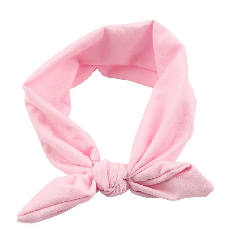 Модный дизайн, летняя женская резинка с бантом повязка-тюрбан для головы, завязанная кроличья повязка на голову, милые однотонные аксессуары#8