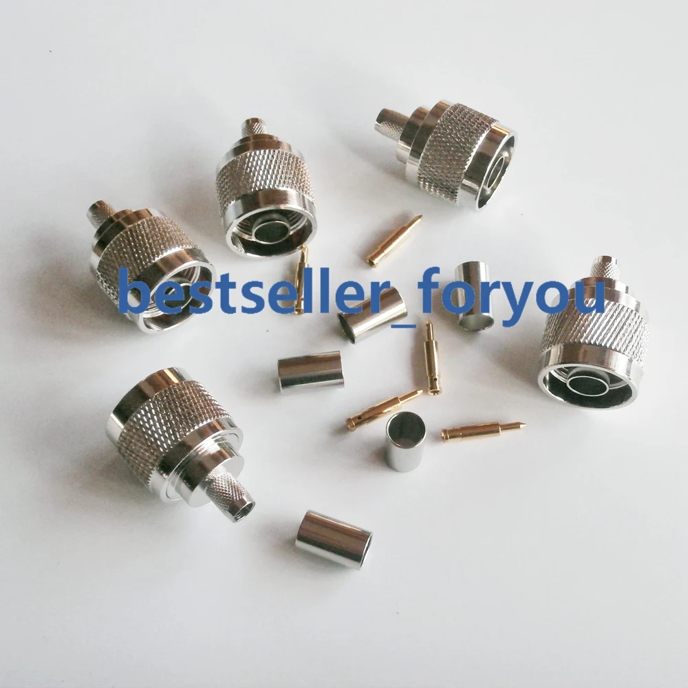 USA Coax Parts Silver N Male Crimp Connector for LMR-240 RG-8X Series Coax