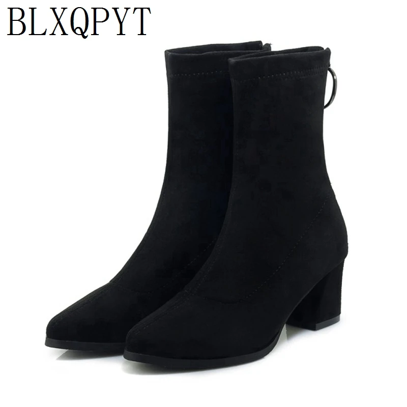

BLXQPYT New Big Size 34-48 Ankle boots for women Fashion pointed toe zipper High Heels 6cm Party Wedding Pumps Shoes woman 08-25