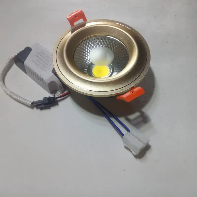 Золотой, серебряный точечный COB светодиодный потолочный светильник с регулируемой яркостью 5 Вт 7 Вт 10 Вт 15 Вт встраиваемый вертел COB круглый светильник лампа алюминиевая лампа точечный светильник