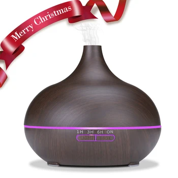 

VVPEC 300ml Essential Oil Diffuser Ultrasonic Air Humidifier with White Grain 7 Color Changing LED Lights for Office Home