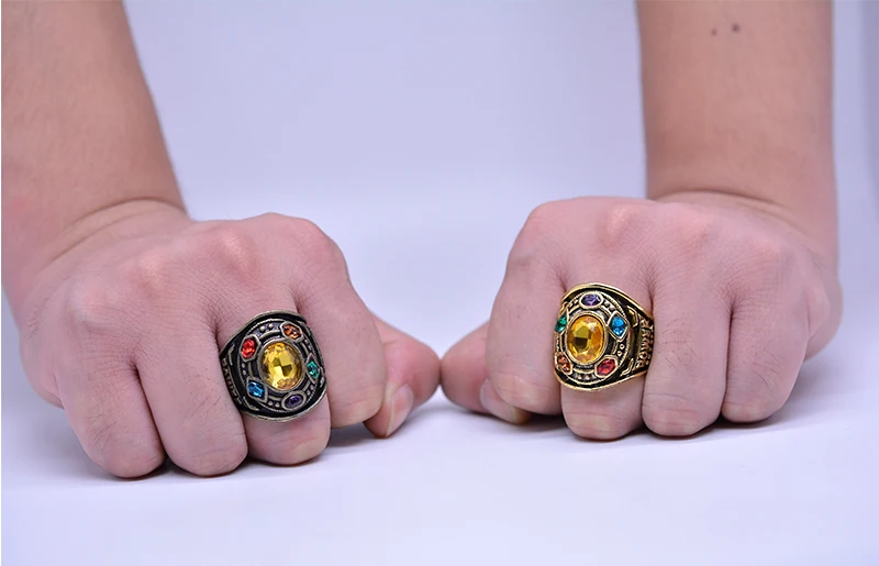 Бронзовое кольцо Мстители бесконечные войны танос Бесконечность рукавица Косплей кольцо сплав Кристаллы ювелирные изделия