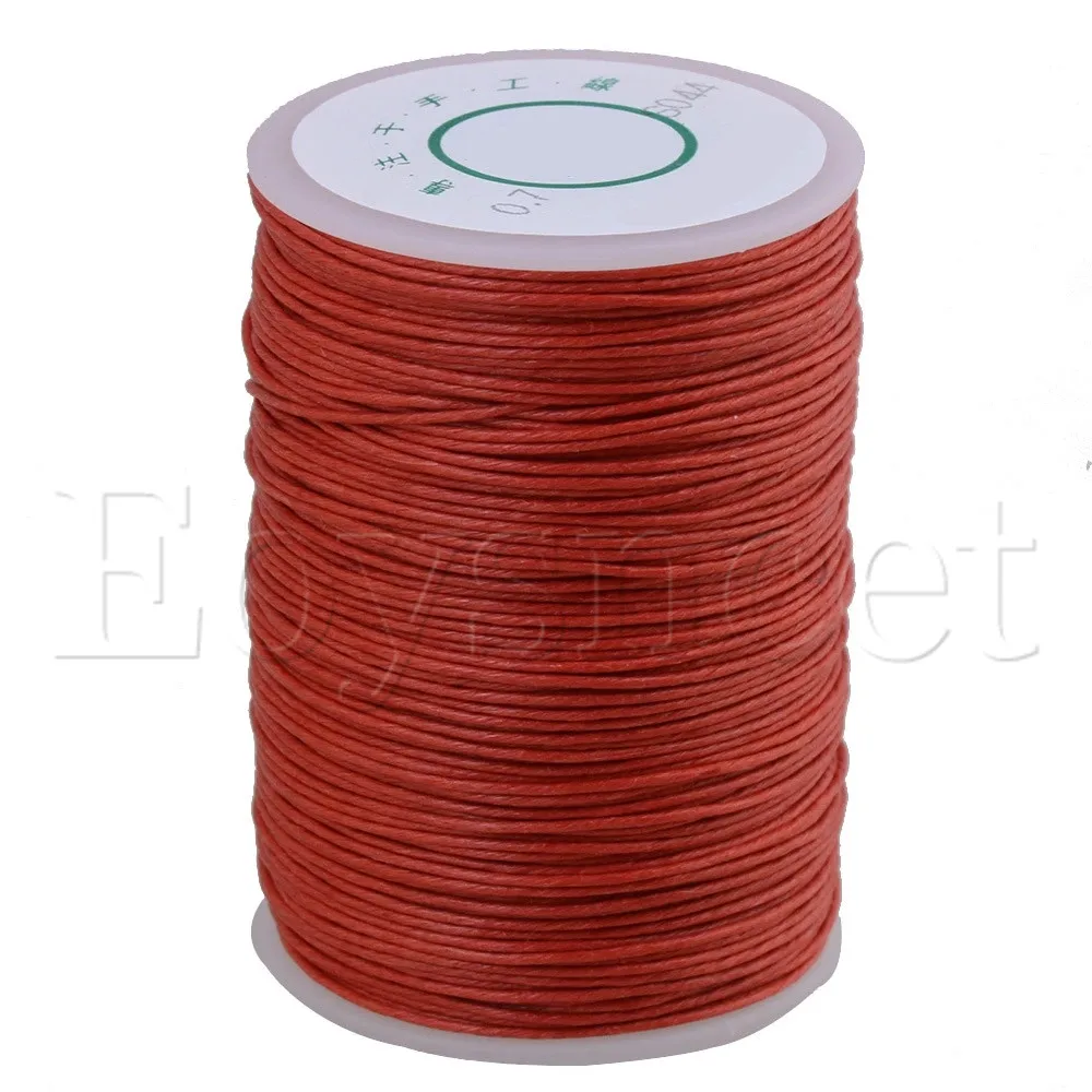 

0.7mm Dia 100m Orange Red Round Waxed Thread Leather Craft Sewing Cord