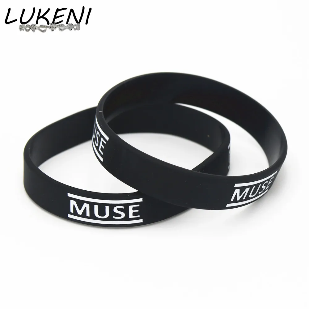 

LUKENI Hot Sale Fashion Muse Silicone Wristband Bracelet for Music Fans Black Silicone Rubber Bracelets &Bangles Gift SH117