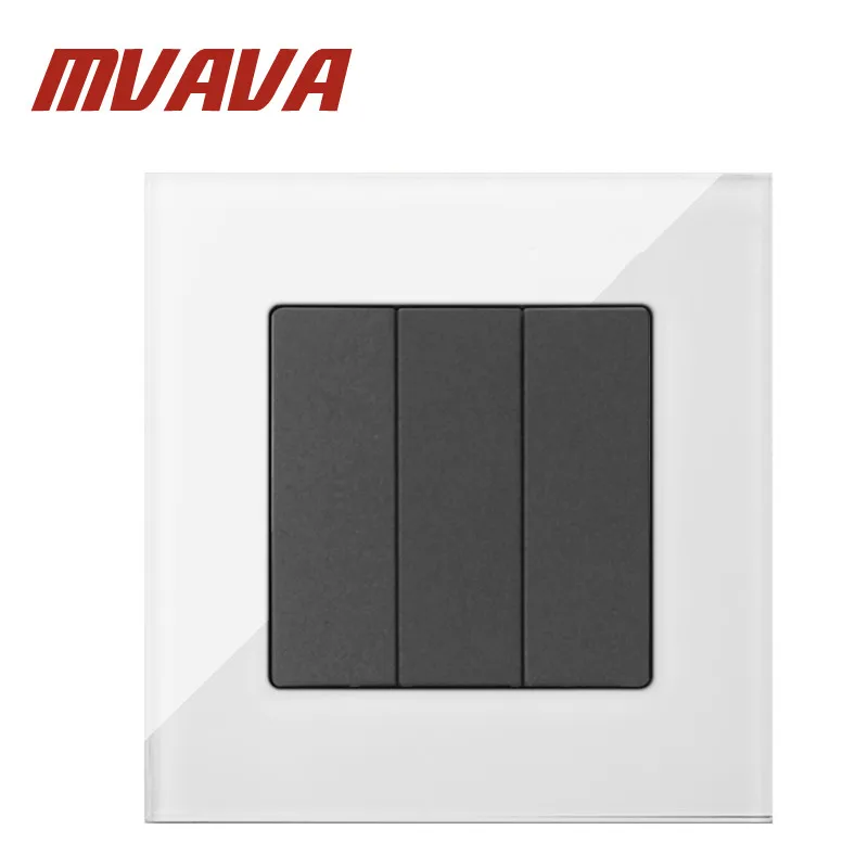 MVAVA 3 банды 2 пути кнопочный переключатель умный дом белое стекло двойное