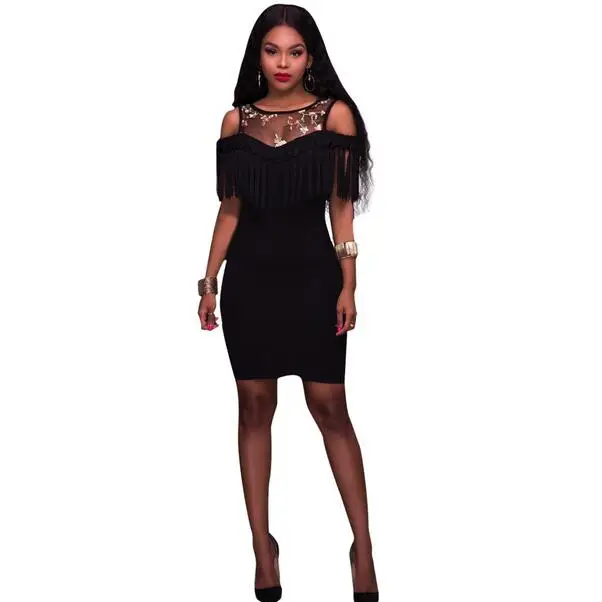 Женское облегающее платье с кисточками без рукавов желтое синее черное