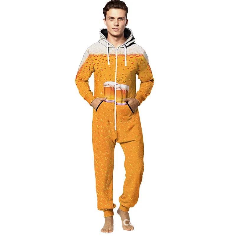 Centuryestar Tmall Качественная мужская 3D пижама с принтом Hombre Invierno цельные пижамы взрослые комбинезоны Combinaison Pyjama Homme Hiver - Цвет: As picture show