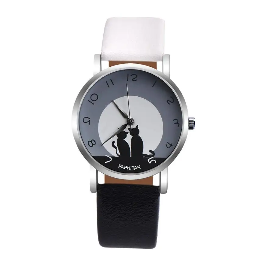 

OTOKY Women Watches Cute Cat Faux Leather Strap Relojes mujeres Analog Quartz Watch relogios Wristwatches Dropshipping Feb09