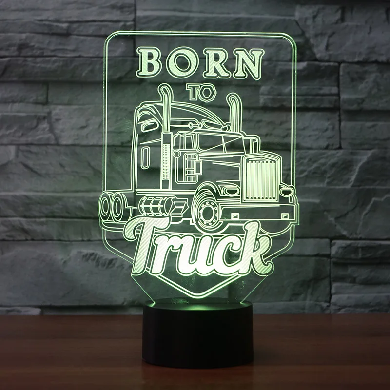 Kingchip Born to Truck светодиодный 3d-ночник светодиодные акриловые красочные огни голограмма дети атмосферная настольная лампа Usb светодиодный свет
