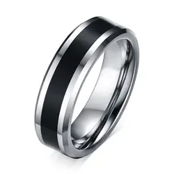 Для Мужчин's Вольфрам обручальные кольца тонкая черная линия Обручение кольцо США Мужской Ювелирные изделия 6 мм широкий