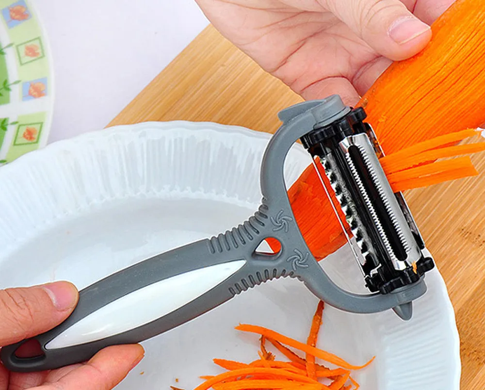 3 в 1 роторный фруктовый Овощной инструмент для чистки картофеля, моркови резак слайсер удивительный здоровый многоцелевой Овощечистка из нержавеющей стали
