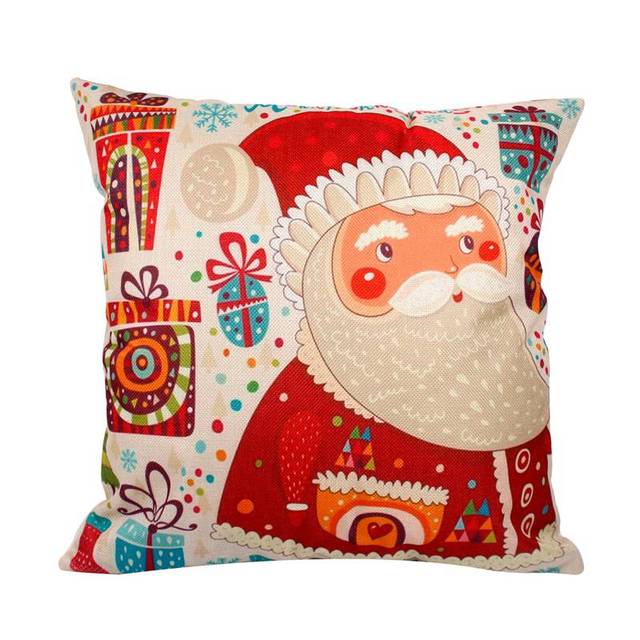 45x45cm Pillow Case Christmas Decorations For Home Santa Clause Christmas Deer Cotton Linen Cover Cushion Home Decor