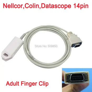 

Compatible Nellcor N180 N6000 N190 Colin BP88 306 508 808 datascope 14pin awt adult finger clip spo2 sensor pulse probe cable