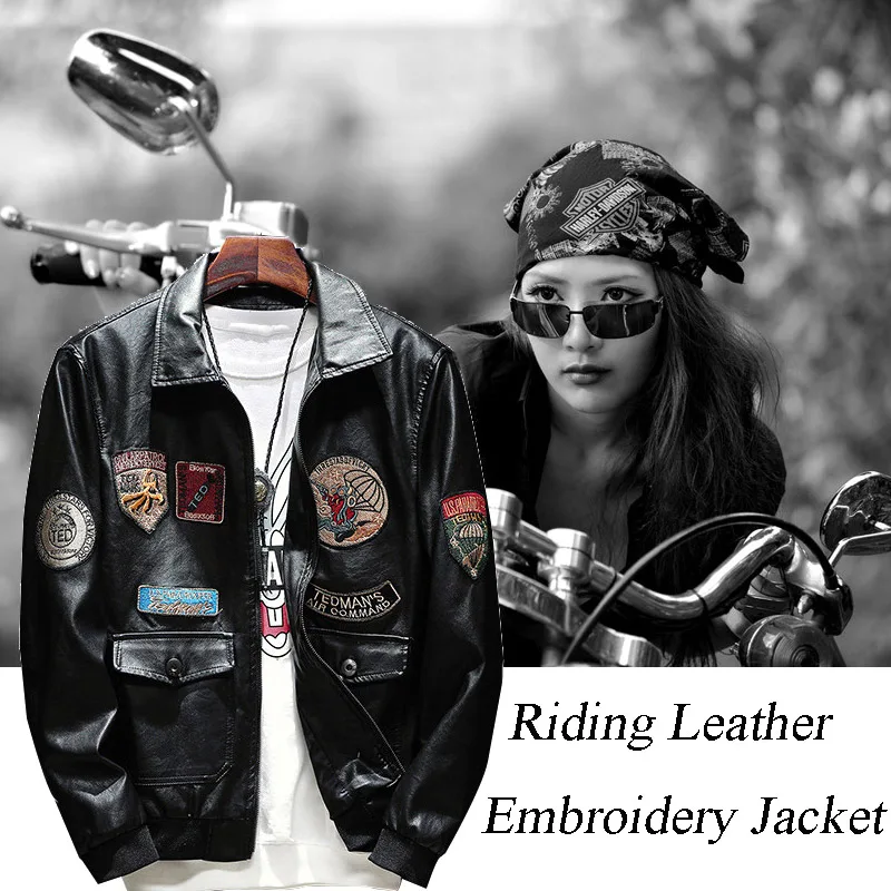 

Vintage Men Leather Suede Jacket Fashion Autumn Winter Motorcycle PU Leather Male Racing Jackets ATV Outerwear Faux Leather Coat
