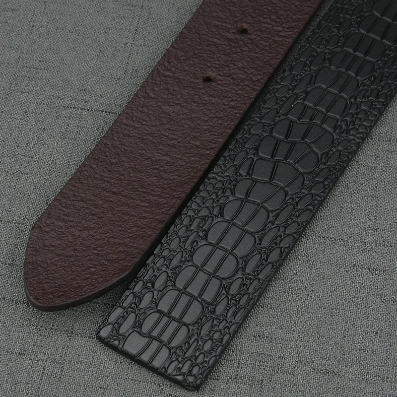 

High Quality Waist Strap 3.8cm wide Crocodile Grain Retro belt without buckle for men genuine leather fashion Waistband