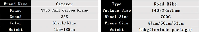 CATAZER 700C дорожный велосипед супер светильник полный T700 карбоновая рама гоночный дорожный велосипед Карбоновая колесная 22 скорости Профессиональный дорожный велосипед