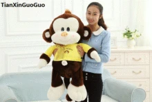 fillings toy large 85cm cute brown monkey plush toy yellow cloth design monkey soft doll throw pillow birthday gift s0562