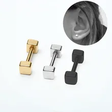 2 шт. модные квадратные серьги-гвоздики, Серьги Brincos Pendientes, Ушные Тоннели в форме штанги, титановая сталь, противоаллергические Панк ювелирные изделия для мужчин и женщин