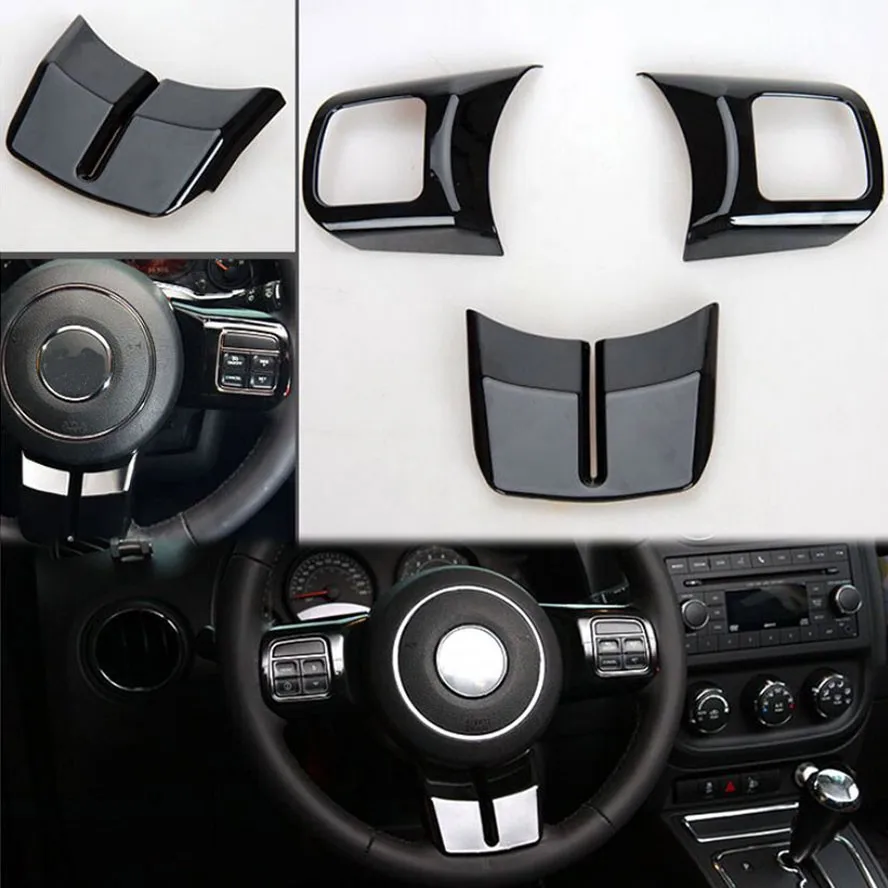 3 шт. ABS интерьер автомобиля рулевое колесо накладка рамки украшения для компас Patriot Wrangler 2011