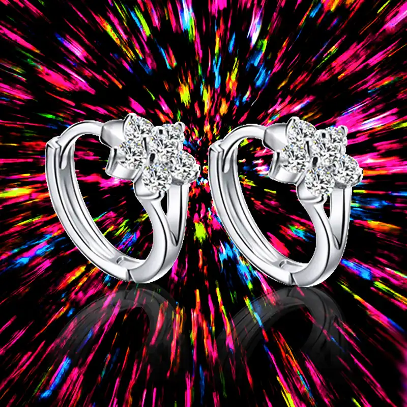 2017 Бесплатная доставка Jewelry 925 серебро лепестки слегка декор циркон серебряные серьги хан издание лепестки циркон серьги