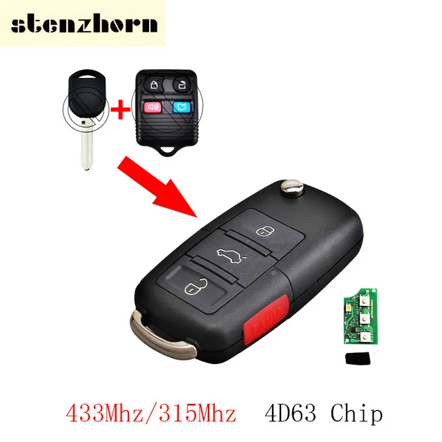 Stenzhorn 4 кнопки дистанционного ключа для Ford F250 F350 Escape экскурсия с ID63 чип 80bit 315/433 мГц