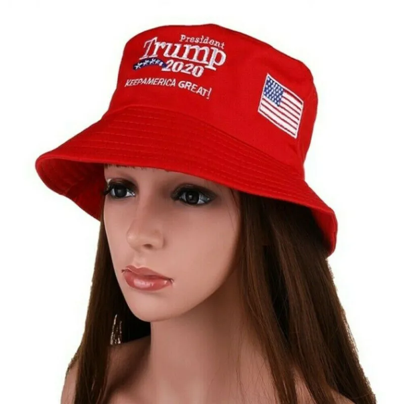 HOT President Donald Trump 2020 Keep America Great Again Hat Red White Bucket Hat Printing Fisherman's Cap