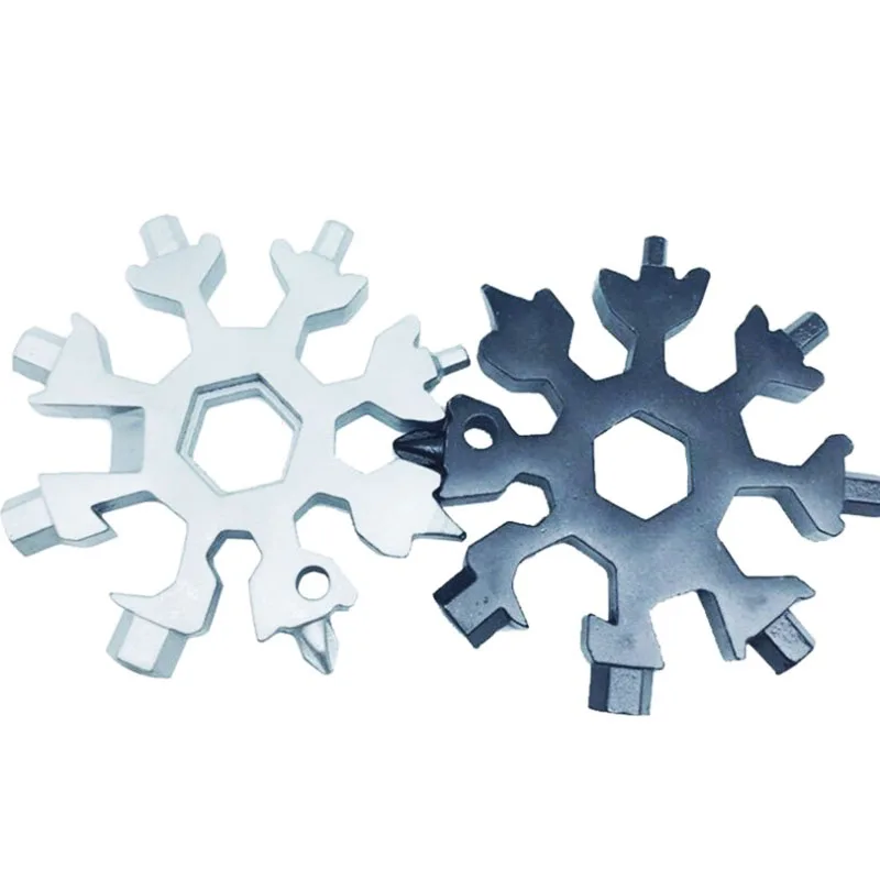 

18 in 1 Snowflake Shaped Stainless Steel Multi-purpose Tool Card Multi-functional Screwdriver with Keychain Compact Portable