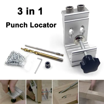 

Woodworking Drilling Locator Wood Dowel Hole Drilling Jig Drill Bit Kit Carpentry Positioner Tool CLH@8