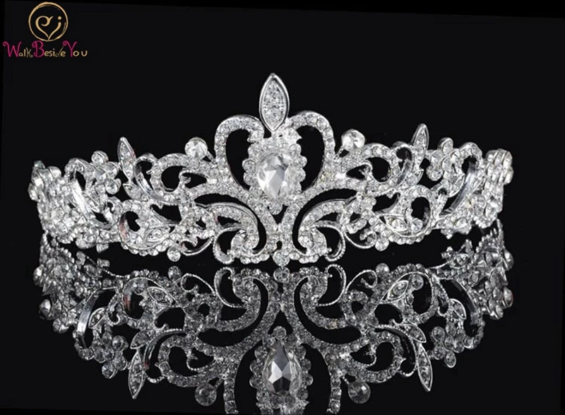 

Shining Beaded Crystals Wedding Crowns 2019 Bridal Crystal Veil Tiara Crown Headband Hair Accessories Party Wedding Tiara