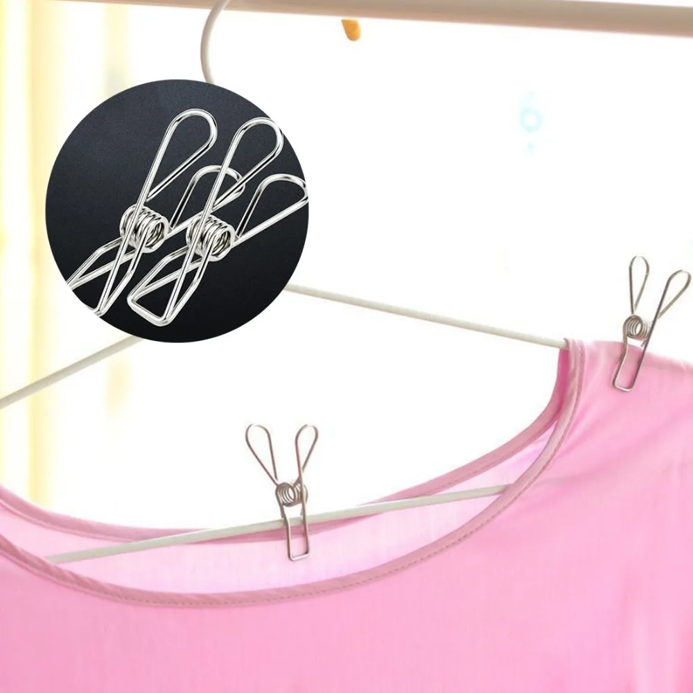 Nice-10pcs-Stainless-Steel-Spring-Clothes-Socks-Hanging-Pegs-Clips-Clamps-Laundry