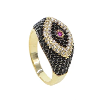 

rainbow evil eye rings baguette black cubic zirconia cz Gold filled engagement band ring for women drop shipping female jewelry
