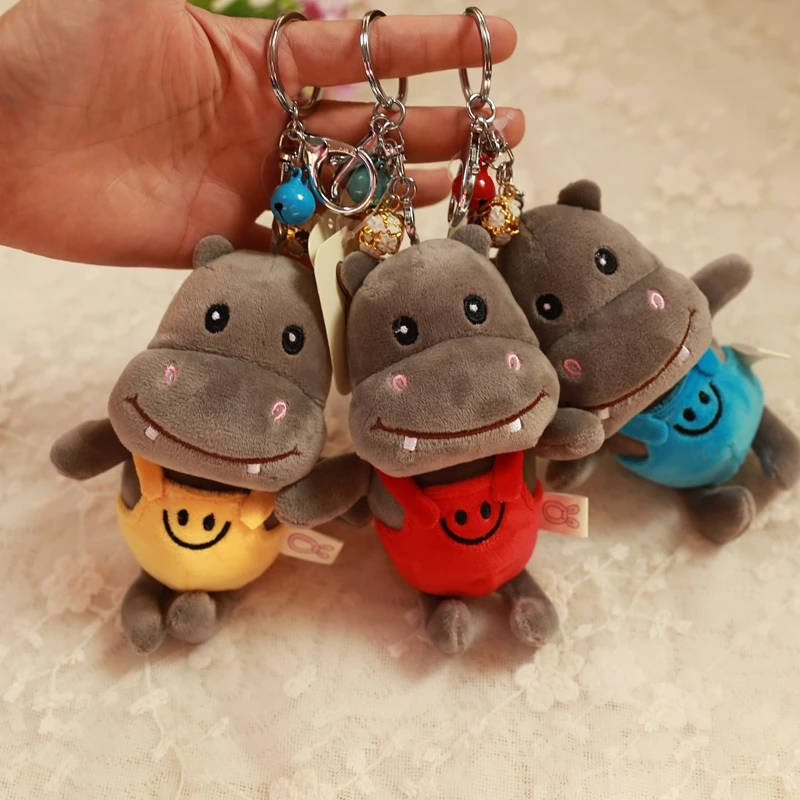 

Strap Hippo Keychain Plush Toy Doll Doll Key Ring Car Decoration Bag Pendant Grabbing Doll Child Backpack Small Charm