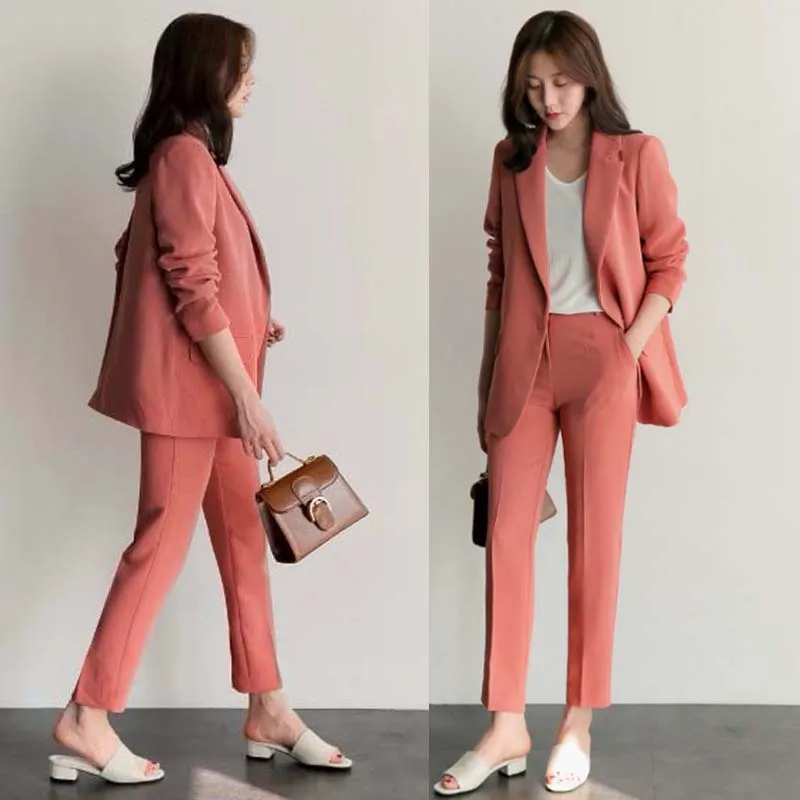 

Set female 2018 autumn new temperament casual loose wild small suit jacket + nine pants elegant fashion two-piece women's