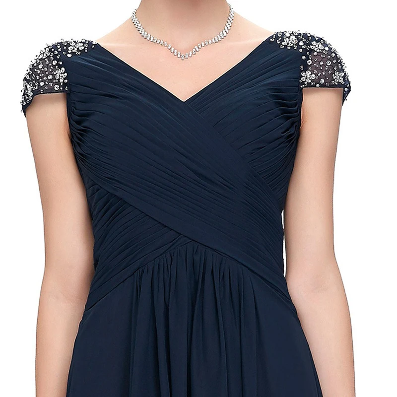 Longue Robes Mousseline Soirées Up Élégant De Soie Nouvelles cou Femmes Proms Parti V Gala Cérémonie Gratuating Diamants 71 Pour Marine Robe En Bleu 2018 Date qvCwER