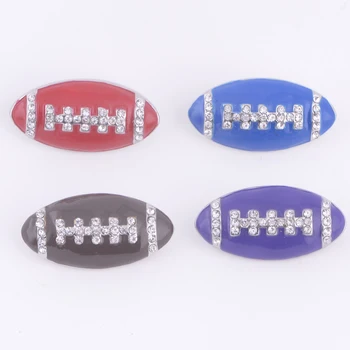 

New KZ1339 Beauty Colorful Rhinestone Football 18MM Metal charming snap buttons for DIY charming snap jewelry charm wholesale