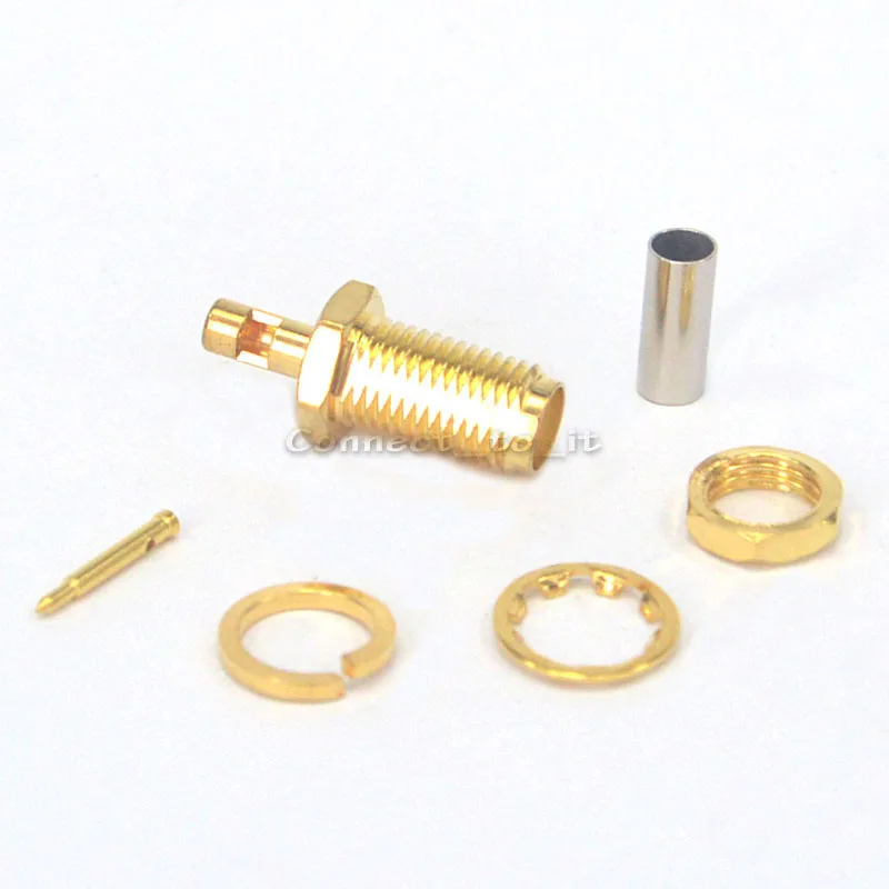 

RP-SMA Jack Female(male pin) Goldplated Connector for RG174 RG316 Cable