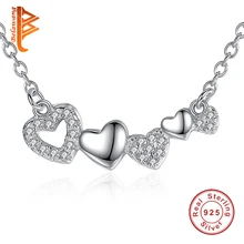 BELAWANG Clásico Collar de Plata de Ley 925 Corazón de Cristal Austriaco 45 CM Cadena Larga Colgantes y Collares para Las Mujeres de La Joyería