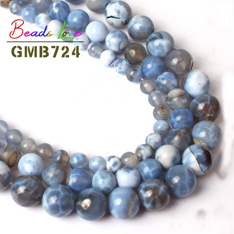 

Wholesale Blue Fire Agat Round Loose Beads For Jewelry Making Natural Stone Bead Onyx Diy Necklace Bracelet Jewellery 6/8/10mm